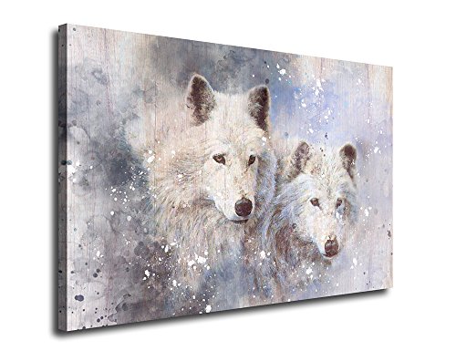 Canvas Wall Art Two Wolf Portrait Painting Canvas Artwork Animal Picture Canvas Prints 24