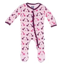 KicKee Pants Baby Girls Print Ruffle Footie Lotus Sharing Pups NB