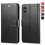 iPhone X Wallet Case, iPhone 10 Case, TUCCH Premium PU Leather Flip Folio Case with Card Slot, Cash Clip, Stand Holder and Magnetic Closure [TPU Shockproof Interior Protective Case], 5.8 Inch, Black