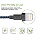 iPhone Cable,Aonsen 3Pack 6FT Nylon Braided Cord 8 Pin to USB Lightning Charger for iPhone 7/SE/5/5s/6/6s/6 Plus,iPad Air/Mini,iPod,Compatible with iOS10(Black Blue)