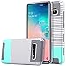ULAK Galaxy S10+ Plus case, Stylish Slim Fit Hybrid Dual Layer Hard PC Cover Protective Flexible Shock Absorbing TPU Bumper Phone case for Samsung Galaxy S10 Plus 6.4 inch (2019), Mint Minimal Stripes