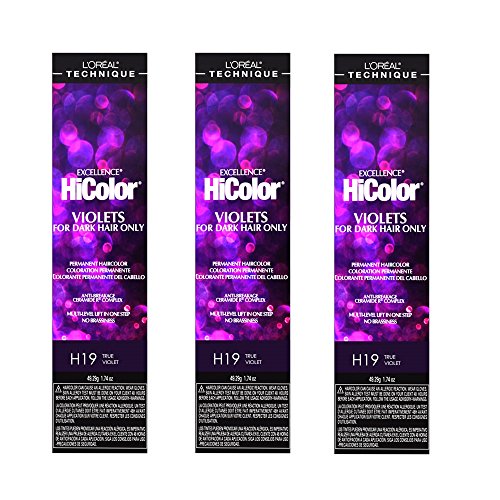L'Oreal Excellence HiColor H19 True Violet Permanent Hair Tint HC-30651 (3 Pack)