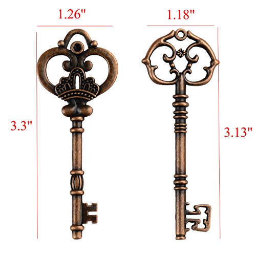 image for Makhry Mixed 20 Extra Large Antique Copper Finish Skeleton Keys Rustic