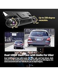 Vizomaoi P28 Dash Cam con WiFi, doble cámara 1920x1080P delantera y salpicadero de cabina para autos, Uber Taxi