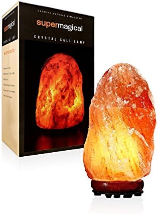 Super Magical 4-6lb Himalayan Salt Lamp on Wood Base w/UL-Approved Dimmer, 6-ft Cord and Extra Bulb