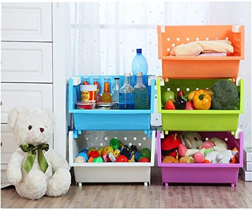 MAGDESIGNER 2 Sets Kids' Toys Storage Organizer with Wheels Can Move Everywhere Large Basket Natural/Primary (Primary Collection) (Orange&Green)