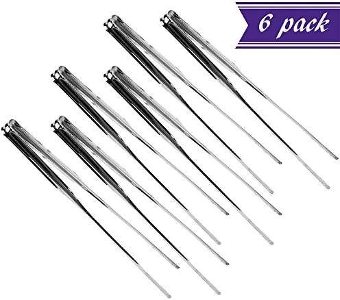 Set of 6 Stainless Steel Plum Tong, 12 inches One-Piece Seafood Surgical Tongs, Commercial Quality Tweezer Food Tong Tool, Perfect For Buffet & Self-Serve Use, 12" Sturdy Kitchen Tool For Durable Use