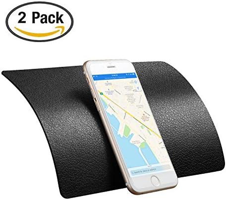 Karlor 2 Pack Sticky Anti-Slip Gel Pads for Cell Phones, Premium Non-Slip Car Dashboard Mat for Cell Phones, Sunglasses, Keys, Speakers,Coins and More-Black (Large Size 8.9 X 5.7 inch)