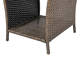 Kinsuite Wicker Coffee Table Patio PE Rattan Side Table with Glass Top Outdoor Garden with Storage Shelf 51%2B3ADmSkwL