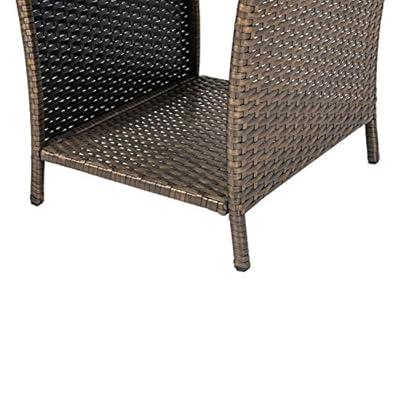 Kinsuite Wicker Coffee Table Patio PE Rattan Side Table with Glass Top Outdoor Garden with Storage Shelf 51%2B3ADmSkwL