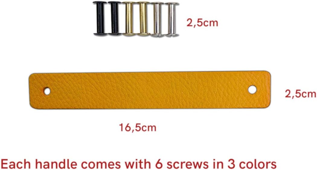 Brute Strength, Leather Handles for Furniture, Ochre Yellow, 12 pcs, 16,5 x 2,5 cm, Cabinet Handle - Image 5