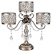 Amalfi Decor Victoria Antique Silver Metal 3 Pillar Candle Holder, Wedding Table Hurricane Centerpiece Crystal Draped Accent Stand Display