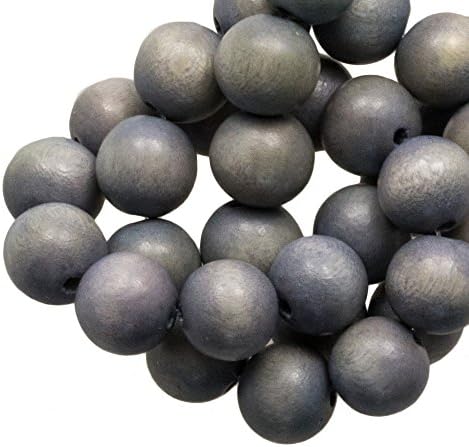 Vintage Look Wood Beads 10 mm Black Cloudy Grey (86 Pieces)