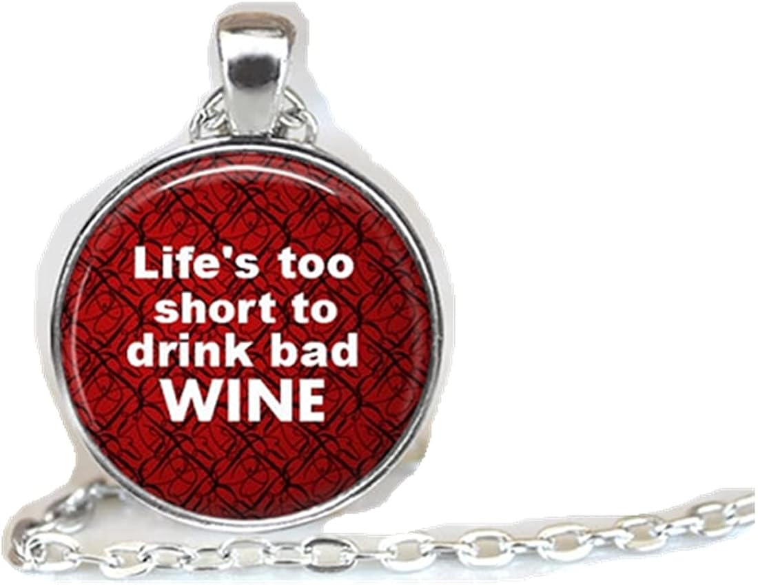 Red Wine Necklace, Red Wine Jewelry, Red Wine Quote, Alcohol Statement