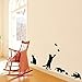 BooDecal Black Four Cats Design Catching Butterfly Playing with Ball Art Peel Stick Wall Stickers DIY Vinyl Wall Decals Applique for Home Stairway Decor Baseboard
