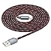 HAllein Certified 2 Pack 10 Feet /3 Meters 8pin Nylon Braided Lightning Charging USB Cord (Red in Black)
