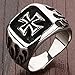 Stainless Steel Black Iron Cross Fire Ring (8)