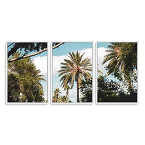 3 Piece Framed Canvas Wall Art for Living Room, Bedroom Vintage Tropical Palm Trees Canvas Prints for Modern Home Decoration Ready to Hang - 16"x24"x3 Panels