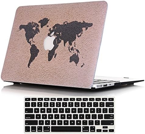 Lykoko Matte Plastic Hard Case Cover with Keyboard Cover for MacBook Air 13 Inch (Models: A1369 and A1466) (World Map #1)