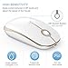 Rechargeable Wireless Mouse, Jelly Comb 2.4G Slim Optical Mice - Less Noise, 3 Adjustable DPI, Portable Mobile Wireless Mouse for Notebook, PC, Laptop, Computer, MacBook - White and Gold