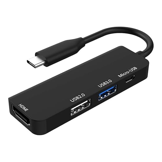 4 Ports USB C Hub,USB 3.0-Hub USB-Typ-C-Adapter mit HDMI-Port 1080P+USB 3.0 & USB 2.0 & Micro USB,USB-Flashlaufwerk und Mobil