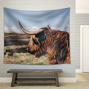 Animal of Cattle with Horn - Fabric Wall Tapestry Home Decor - 51x60 inches