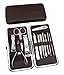 Okbool 12pcs Stone Pattern Stainless Steel Manicure Set for Men with Portable Travel Leather Case