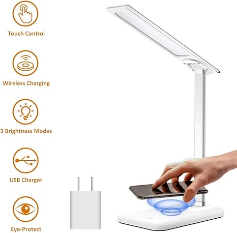 Amazon Com Samuyang Led Desk Lamp With Usb Charging Port Dimmable Office Desk Lamps With Wireless Charger 3 Lighting Modes Touch Control Foldable Eye Caring Table Lamp For Reading Studying Working Home Improvement