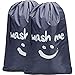 HOMEST 2 Pack XL Wash Me Travel Laundry Bag, Machine Washable Dirty Clothes Organizer, Large Enough to Hold 4 Loads of Laundry, Easy Fit a Laundry Hamper or Basket, Grey (Patent Design)