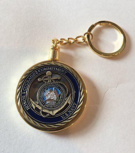 1 US Navy Core Values Challenge Coin Plus Clear Case And Gold Plated 
