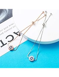 SAKAIPA - Pulsera ajustable con circonita cúbica para mujer, bañada en oro