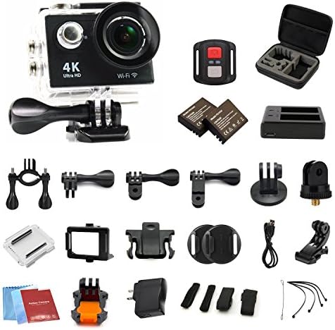 H9R 4K waterpoof action camera Wifi Camcorder 12MP 170 Ultra Wide Angle- 3x1050mAh Batteries portable package Accessory Set and Wireless Remote Control-black