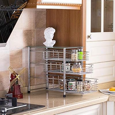 Odd Easy 3 Tier Spice Cabinet Organizer Glass Organizer Drawer Under Sink Drawer Kitchen Accessories Chrome Buy Online At Best Price In Uae Amazon Ae