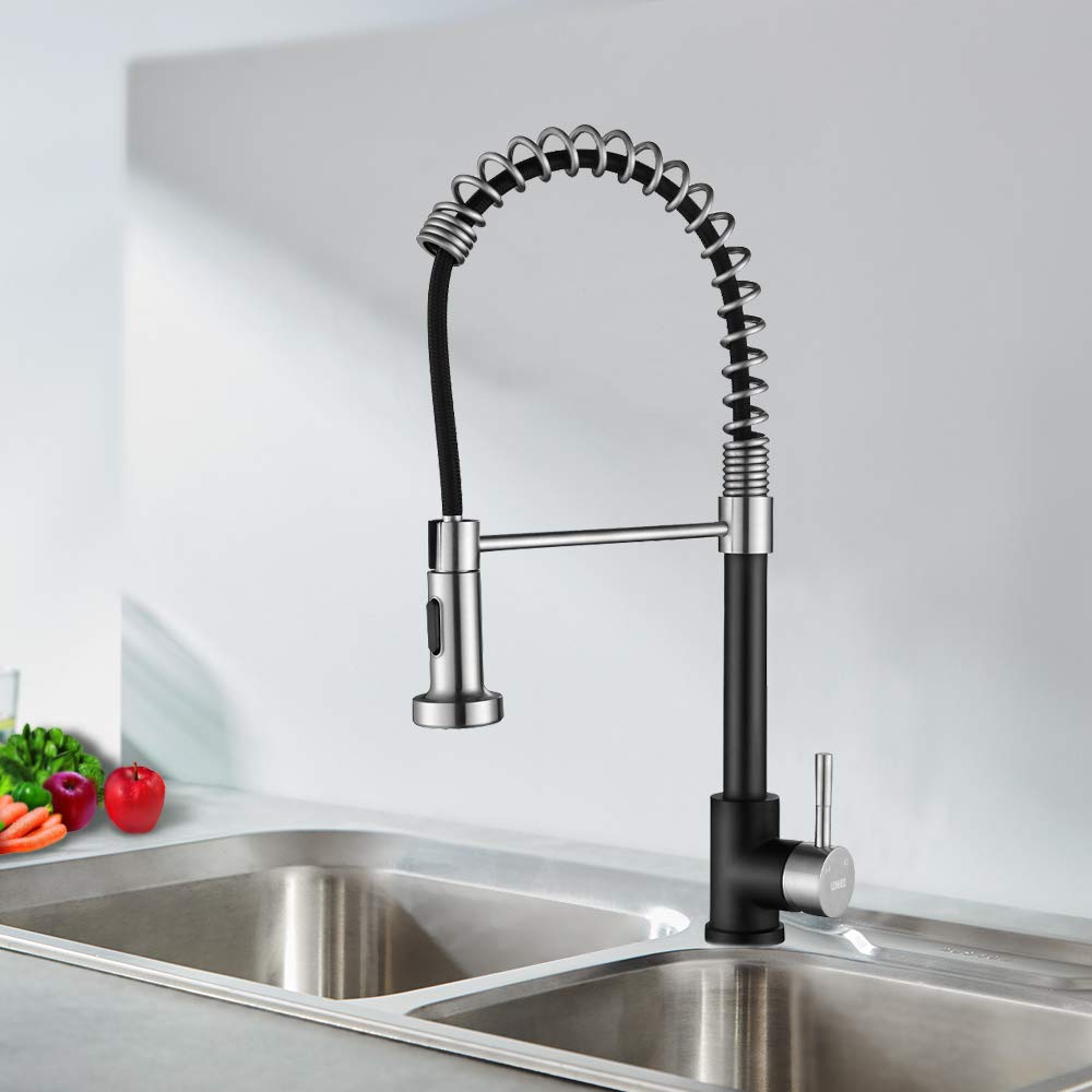 Lonheo Grifo de Cocina dAcero Inoxidable Negro Cocina de Grifo con