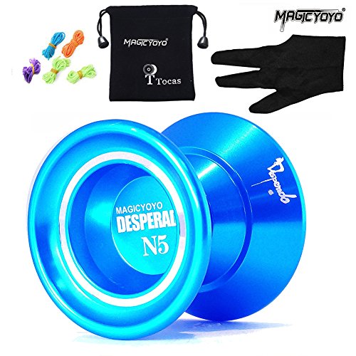 MAGICYOYO N5 Desperado Unresponsive Yoyo Professional Yo-Yos Balls with 5 Strings , Gloves and Yoyo Bag Blue