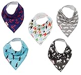 Danha Baby Bandana Teething Bib for infants and toddlers - set of 5 organic cotton drooling bib (boy)