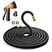 50 Ft Strongest Expandable Garden Hose,Extra Strength Fabric,Double Latex Core,3/4 Snake Magic Pocket Water Hoses Black Come With a Gift 8 Pattern Spray Nozzle