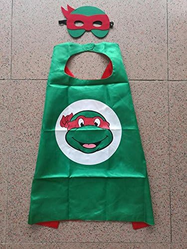 Ontario Warehouse Superhero Halloween Party Cape and Mask Set for Kids 15+ Styles! (Teenage Mutant Ninja Turtles Raphael)