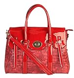 Rimen & Co. Bayswater Crocodile Animal Print Tote Satchel Large Purse Women Handbag Accented Top Handle Front Turn Lock GM-2488 GM-2489