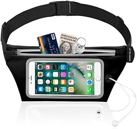 Rhino Valley Running Waist Belt, Water Resistant Sports Fanny Pockets Bag Fitness Workout Pack for Hiking Jogging Travel for iPhone X/Xs/Xr/Xs Max, 8/7/6s Plus, Galaxy Note9/8, S9/S8 Plus, S7 Edge
