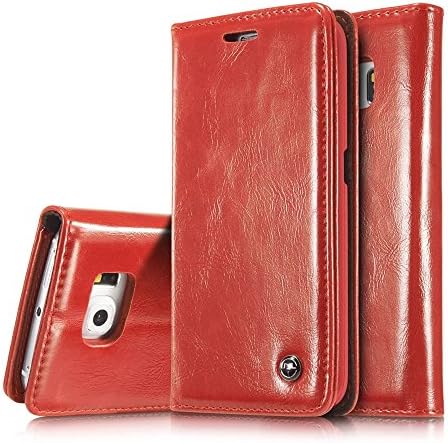 Note 5 Case,Galaxy Note 5 Wallet Case,AKHVRS Slim Genuine Leather Magnet Cover Wallet Leather Case Flip Cover Folio Case,[Card Slot][Magnetic Closure] for Samsung Galaxy Note 5 (Wine Red)