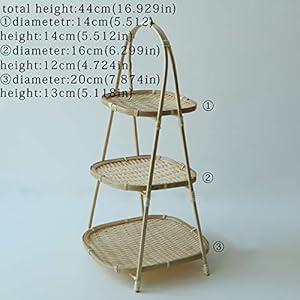 feichang Bamboe geweven stromanden stap rack wicker fruit brood voedsel opslag keuken decoreren ronde plaat stand (kleur…