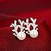 Buycitky Sterling Silver Plated Cute Reindeer Stud Earrings for Women Girls Cute Pearl Earrings with PU Jewelry Pouch