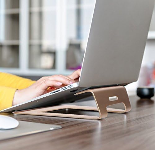 Yinfaxin Golden Luxury Aluminium Dock Laptop Vertical Desktop Radiating Holder Stand Heat Dissipation for Macbook Air Macbook Pro &amp; Other Laptop Notebook (Golden)