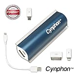 Portable Charger Power Bank USB Battery Pack For iPhone 6, 5, 5S, 5C, 4S, 4, Samsung S-Series - iPhone 6/5/4, Samsung Adapters w/USB Cable - Cynphon JumpStart JS-2400 (Navy Blue)