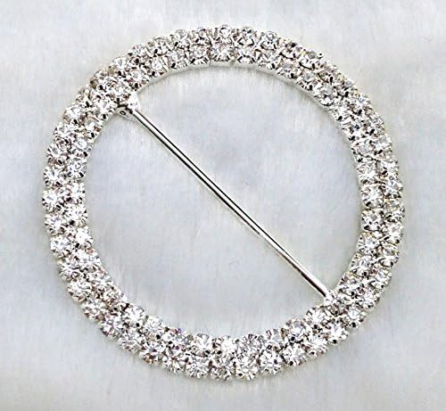 10 Pieces 2 inches Diameter 2 Rows Round Rhinestone Buckle Invitation Ribbon Slider Wedding Supply Gift Wrap Hairbow Center