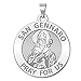 PicturesOnGold.com San Gennaro Religious Medal - 1 Inch Size of a Quarter -Solid 14K Yellow Gold with Engraving