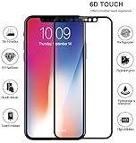 HyRich 6D iPhone X Screen Protector, Super Fingerprint-Proof Edge to Edge 9H Hardness Anti-scratch Shield Full Screen Glass (Black)
