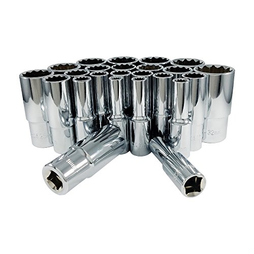 Zenith Industries ZN502241 1/2" Drive 12-Point Metric Deep 8mm - 32mm Socket Set