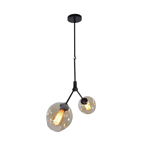 Unitary Brand Modern Black Metal Glass Shade Molecule Pendant